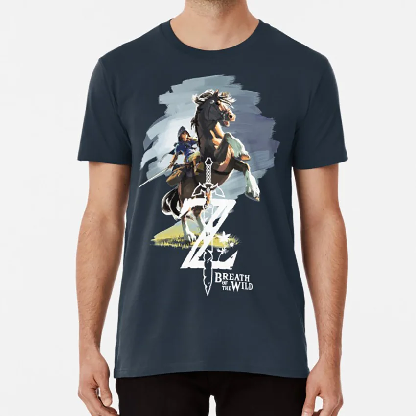 Футболка с дыханием дикой природы Zelda дыхание звено мастера меча triforce wiiu epona |