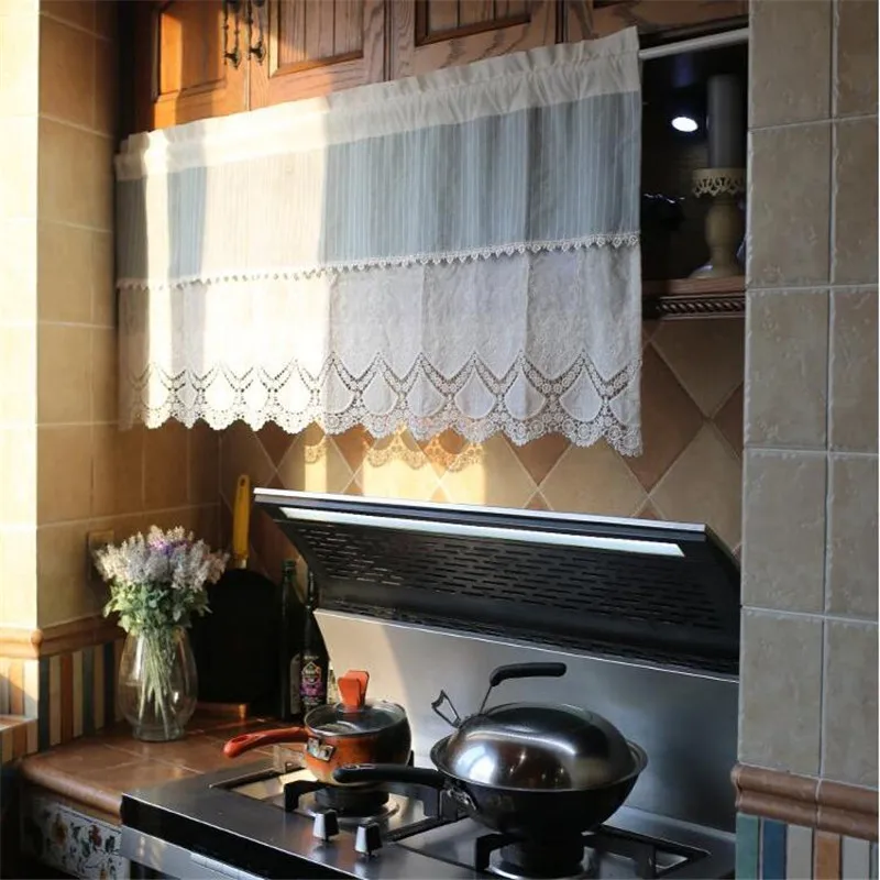 Free Shipping Pastoral Half Quality Lace Coffee Tea Curtain Kitchen Short Small Cupboard Shades Wardrobe Home Window Blinds | Дом и сад