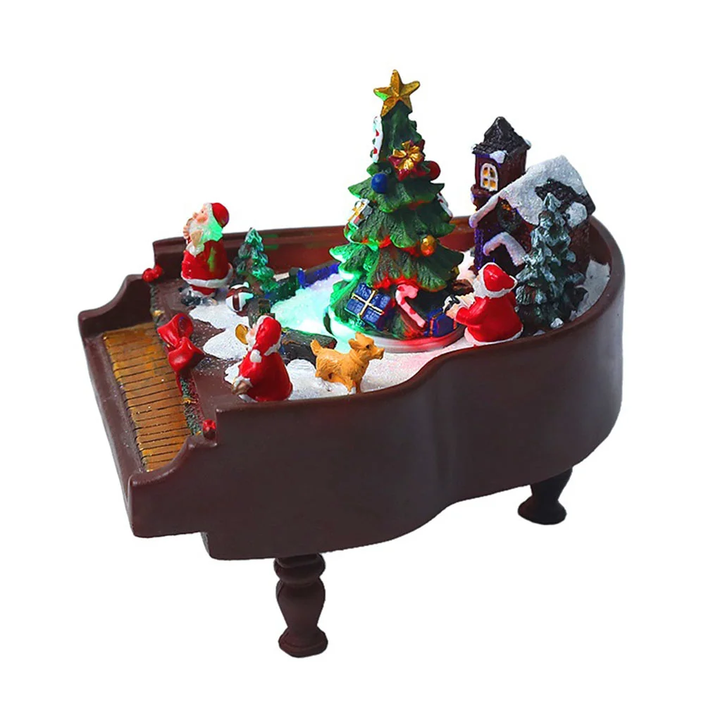 

1Pc Xmas Tree Santa Claus Adornment Illuminated Piano Ornament Home Table Decor