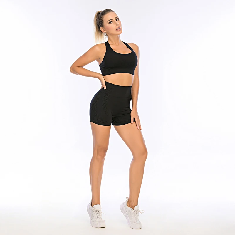 

Women Seamless 2 Piece Gym Wear Running Clothes Tracksuit Sportswear Fitness Sets Ladies Yoga Set Ensemble Sport Suit Top Shorts