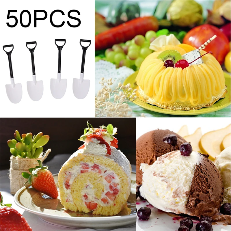 

Пластиковая одноразовая мини-лопата, ложка для мороженого в горшке, Детская десертная, кухонные инструменты, 50 шт.
