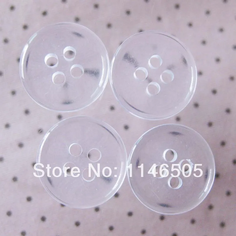 

100pcs Resin Button Bulk 15mm 4-Hole Button Transparent Shirts Round Button