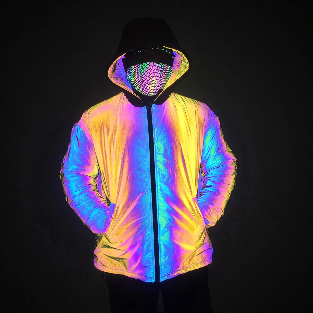 

2021 Men's New Reversible Lambswool Colorful Reflective Warm Stitching Jacket
