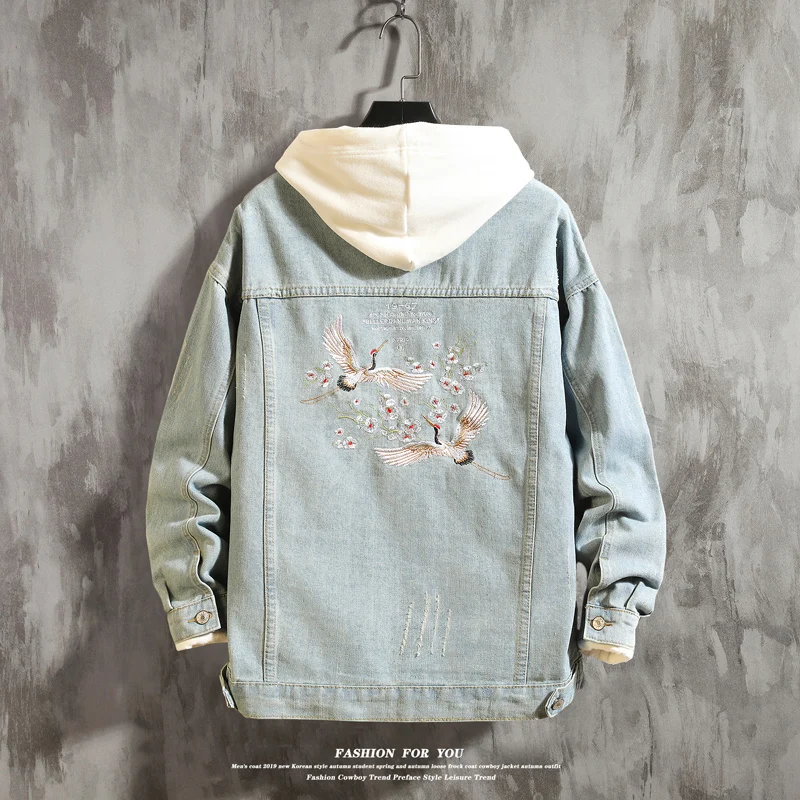 

New Men Denim Jacket Fashion Trendy Cowboy Stitching Fleece winter Jackets Coat For Men Coats Outwear streetwear