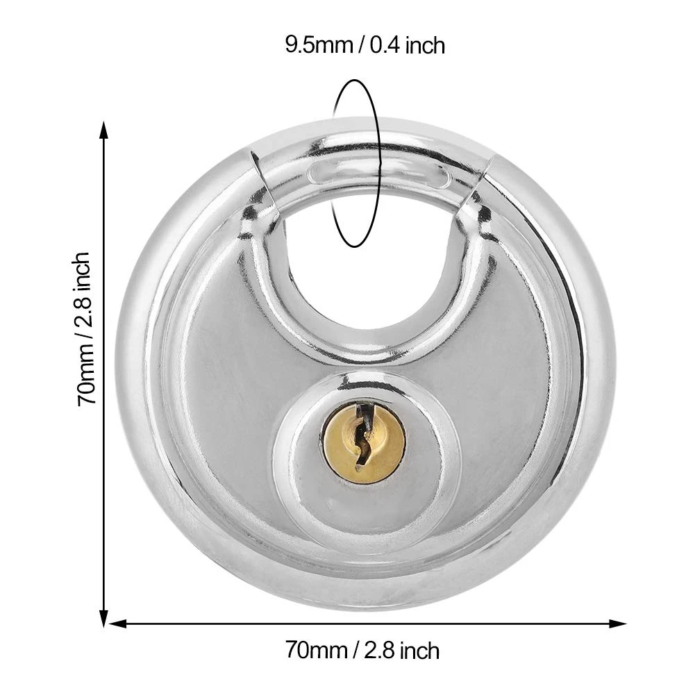

Padlock Stainless Steel Armor Brass Cylinder Disc Door Round Lock Bicycle Anti-Theft Security Bicycle Suitcase Drawer Cabinet