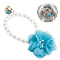 princess pet dog pearl necklace jewelry with flower for puppies dogs cats collar jewellery pet collar accessories