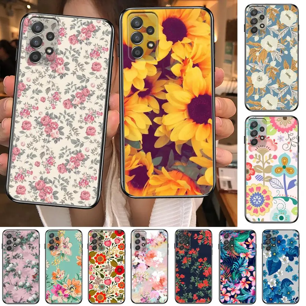 

Floral Beautiful Flowers Rose Sunflower Phone Case Hull For Samsung Galaxy A70 A50 A51 A71 A52 A40 A30 A31 A90 A20E 5G S Black S