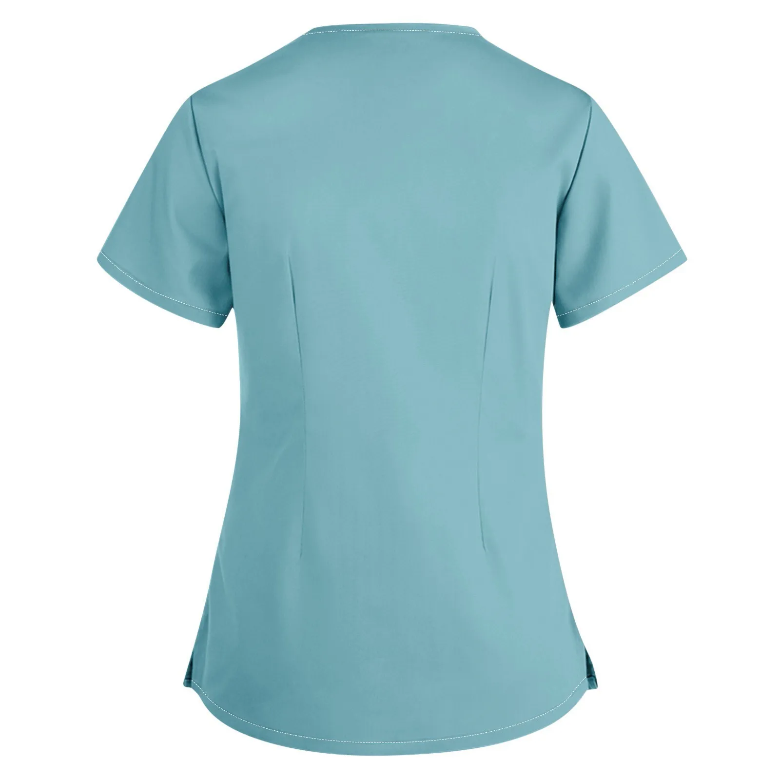 

Nurse Uniform 2021 Hot Sales Women Nursing Top Solid Color Print Casual Short Sleeve V-neck Carer Top Uniformes Clinicos Mujer