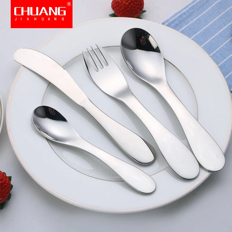 1 шт. набор детской безопасной посуды из нержавеющей стали круглый столовый вилок