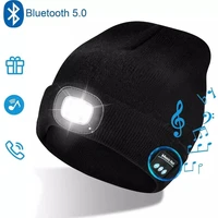 unisex bluetooth headlamp hat headphones beanie with led music cap built in speakers mic earbuds for running hiking sport