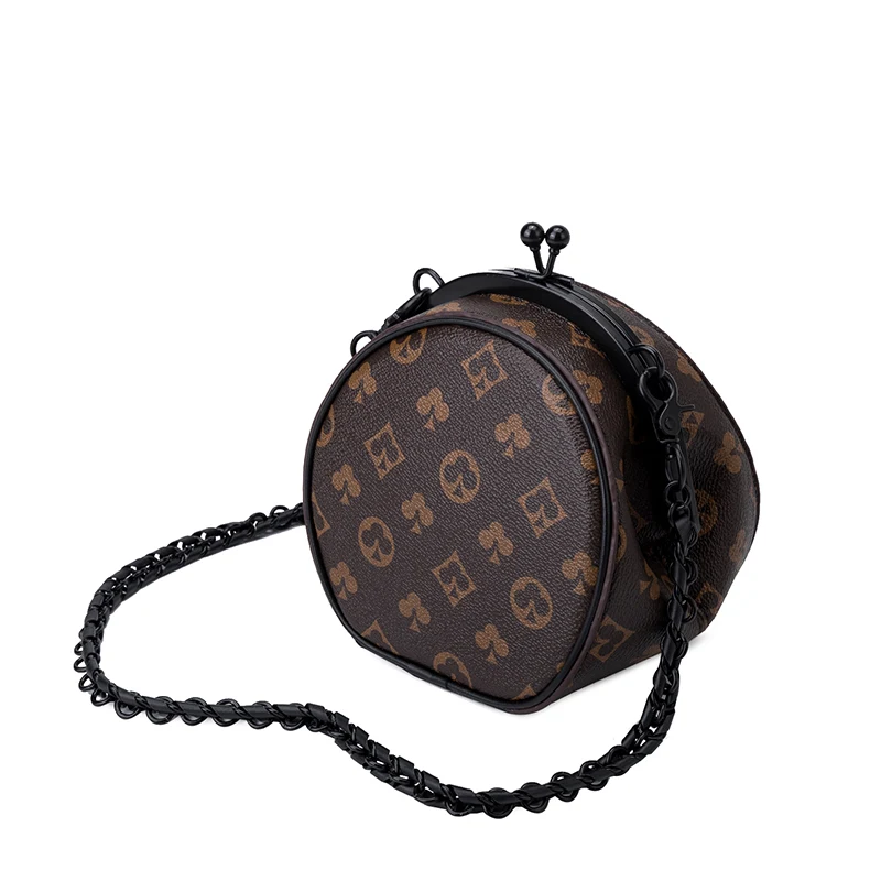 Маленькие круглые женские сумки с винтажным принтом 2020 Классические на плечо