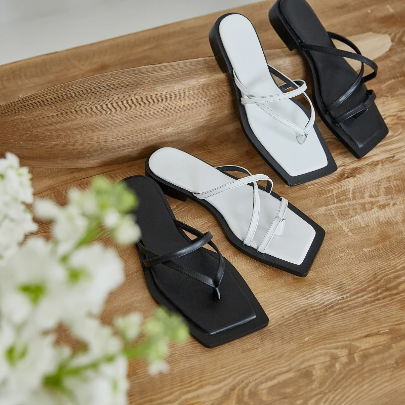 

Women Flat Shoes slippers genuine leaher Summer flip-flops Shoes Woman 2021 Newest Slipper Casual Basic Shoes Woman