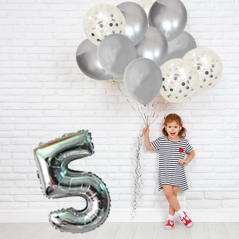 Chicinlife серебряные цифры фольгированные шары баннер для кексов искусственная