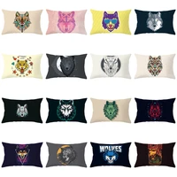 painted wild animal wolf tiger printing pillow case rectangle waist cushion cover fashion sofa living room decorative 30 x 50cm