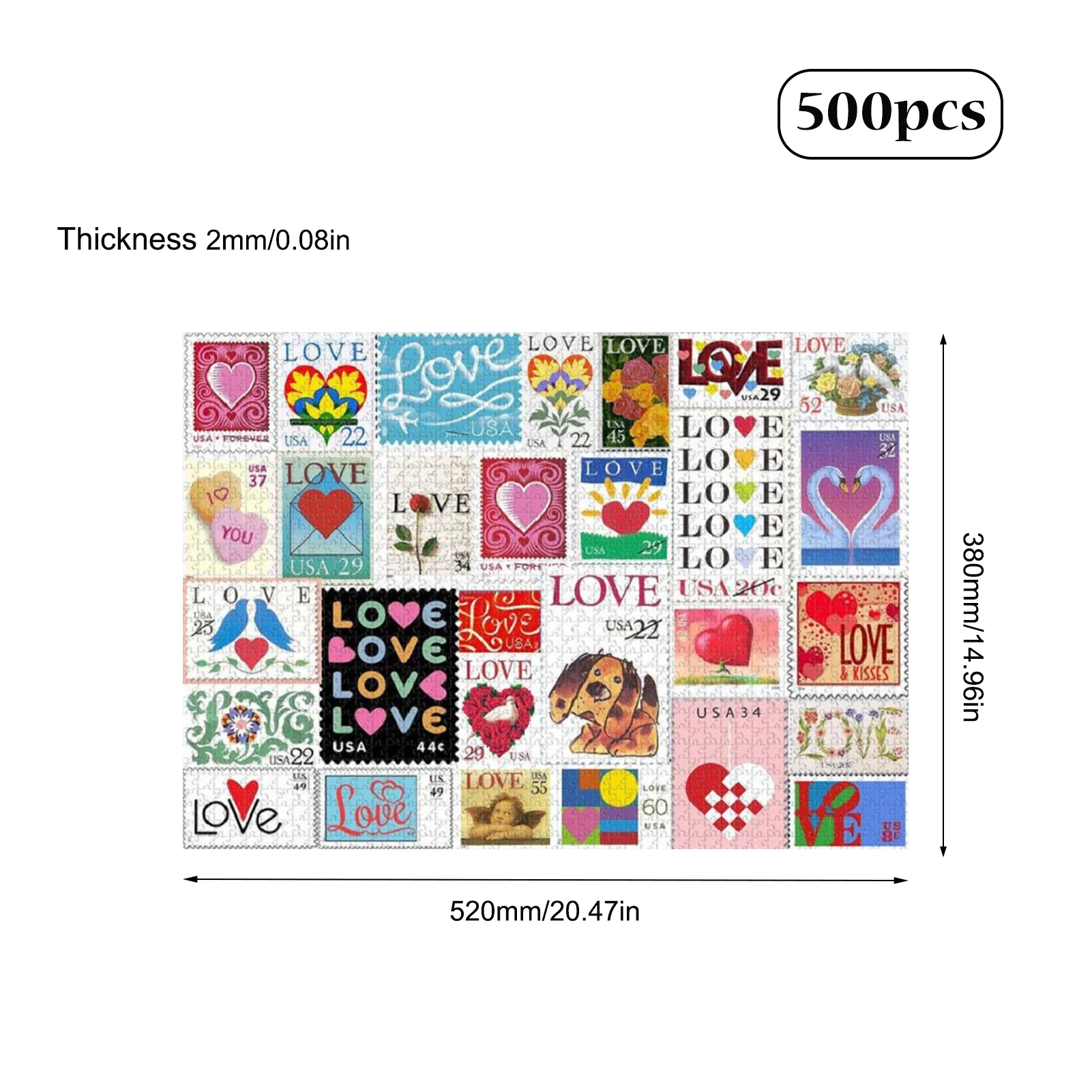 

200 / 500 / 1000pcs Wooden Puzzle Adult Children's Creative Toys Love Stamps Puzzle Valentine's Day Gift Love Stamps Puzzles