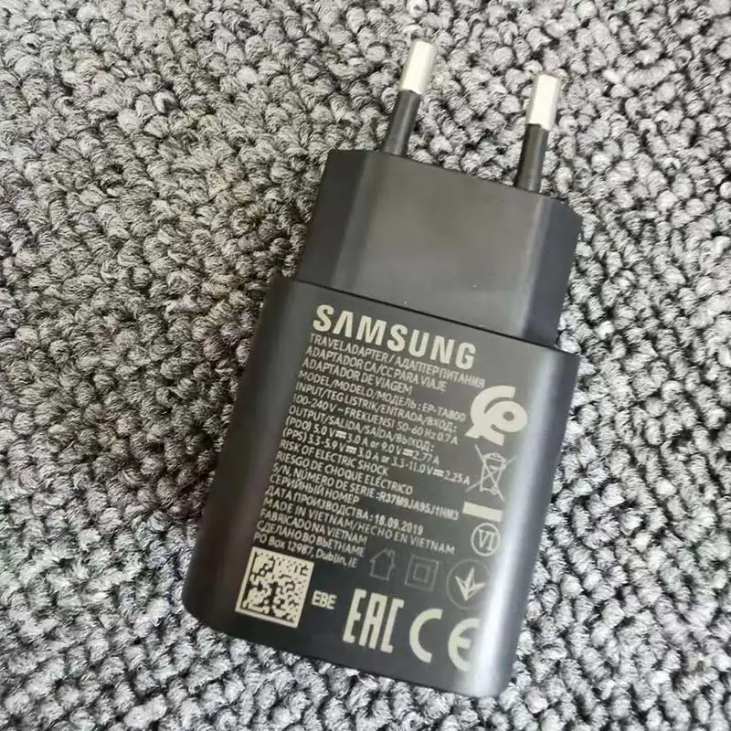 EU Charger Only Samsung Note 10 супер быстрое зарядное устройство 25 Вт ЕС Путешествия Usb PD Быстрый ЕС дорожный адаптер для зарядного устройства type C кабель для Galaxy Note 10+ a90 - Тип штекера: EU Charger Only