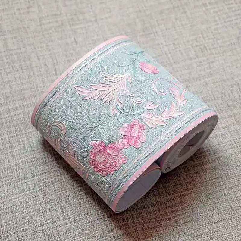 blue flower DIY Emboss стикер на стену s виниловый водонепроницаемый домашний декор самоклеющиеся обои для ног линия талии стикер украшения кухни - Цвет: blue flower