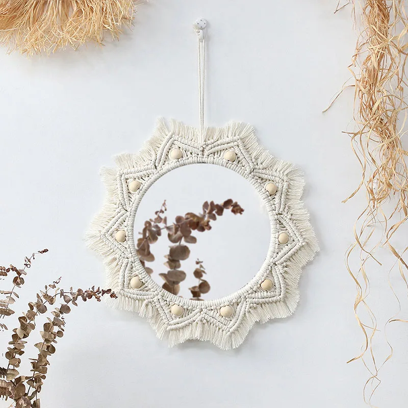 Boho Macrame Wall Hanging Mirror Creative Handmade Woven Tapestry Decoration for Home Living Room Bedroom LI | Дом и сад