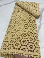 new arrival african guipure cord lace fabric 2022 high quality gold nigerian water soluble lace for wedding party 4478b