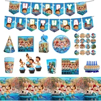 138pcs disney pixar luca party supplies tableware set happy birthday party decoration include plate napkin for kids favor