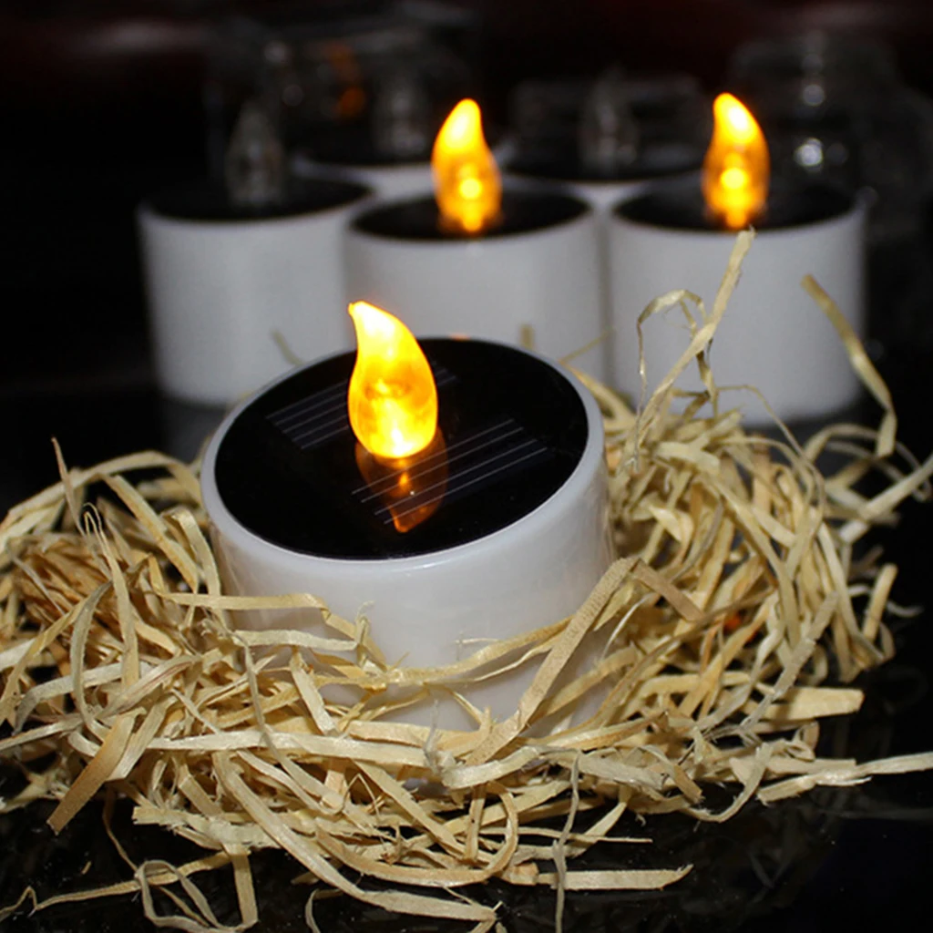 

Solar Operate Flicking LED Tea Light Candl Decorative Votive Tealight Yellow