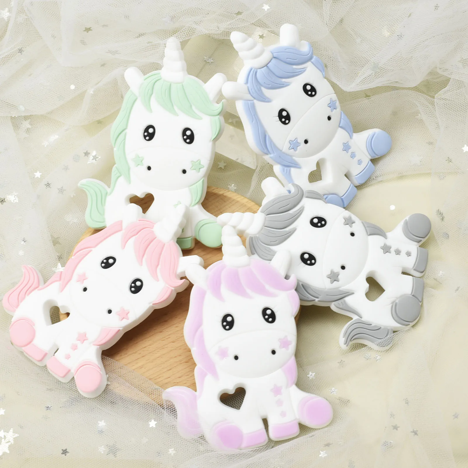 1 PC New Design Silicone Unicorn Teether Baby Cute Animal For DIY Nursing Chain Pendant Necklace Toy | Мать и ребенок