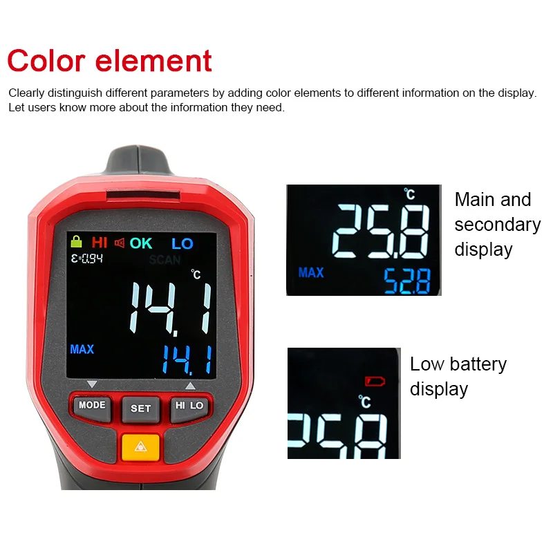 UNI-T инфракрасный термометр Dital бесконтактный пистолет UT302A + высокая Pecision