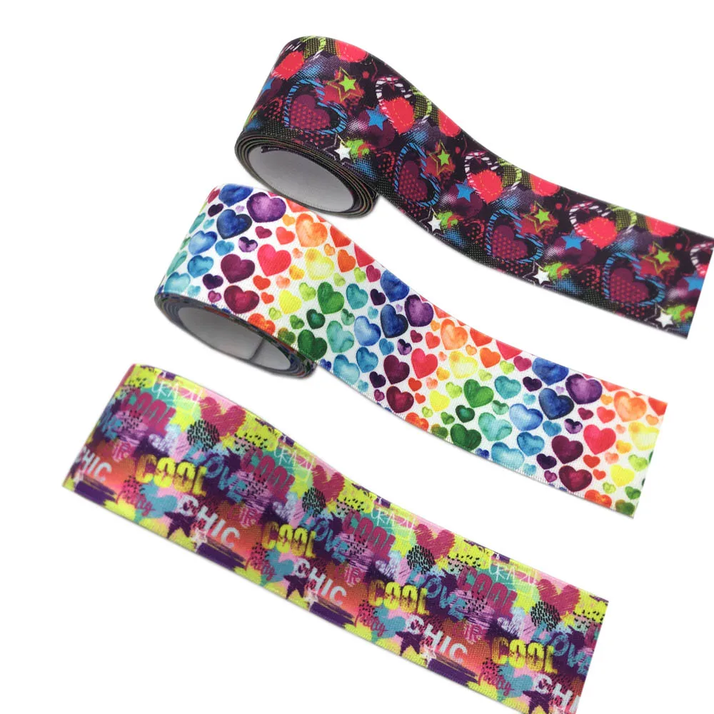 25 мм, 38 мм, 1 м/лот, принт в виде сердца, эластичная лента на талию для одежды, «сделай сам», аксессуары для шитья