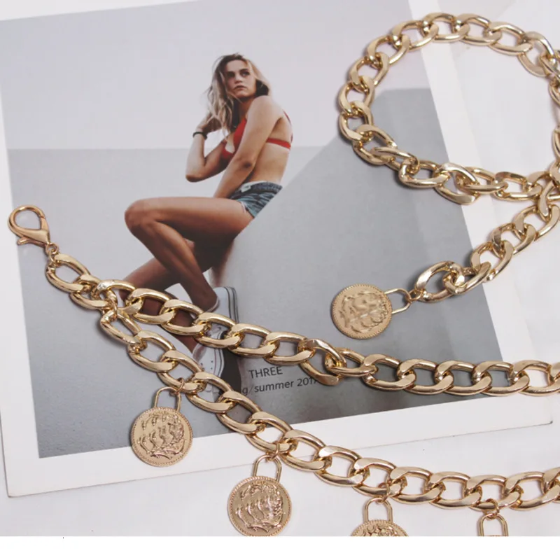 WKOUD EAM Overstate Сексуальная винтажная монета с кисточками цепочка для живота женские