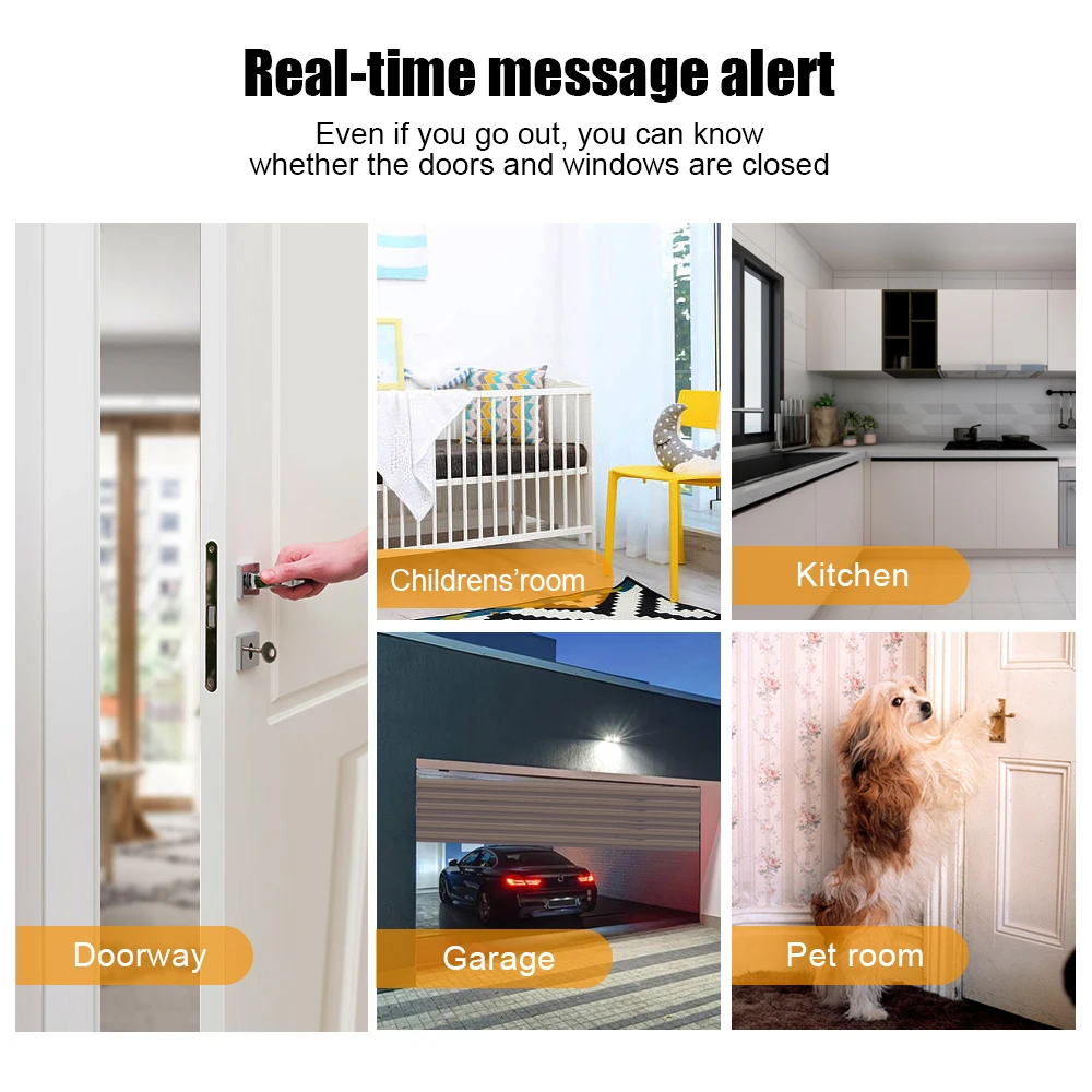 

WIFI Door Window Sensor Tuya Smart Home Independent Wireless Security Alarm Works with Alexa Notification Open or Closed No Hub