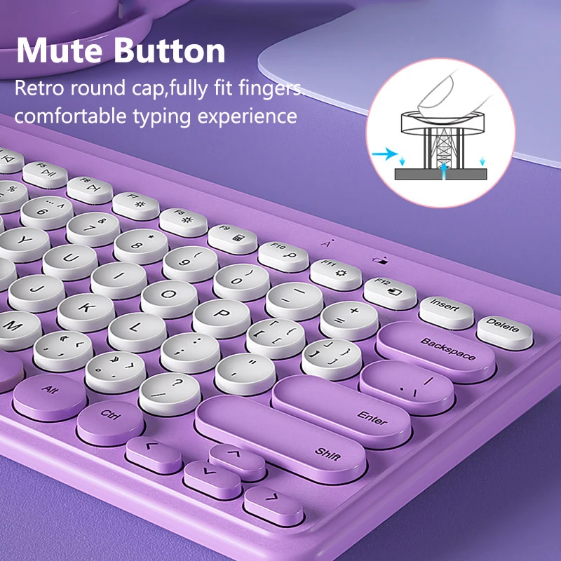 2 4G Беспроводная клавиатура мышь набор USB Keycaps Mute Magic Mini игровая комбо для ПК