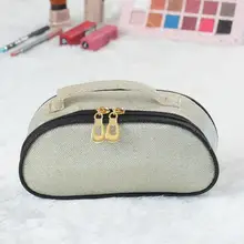 Silvery Cream Color Makeup Bag