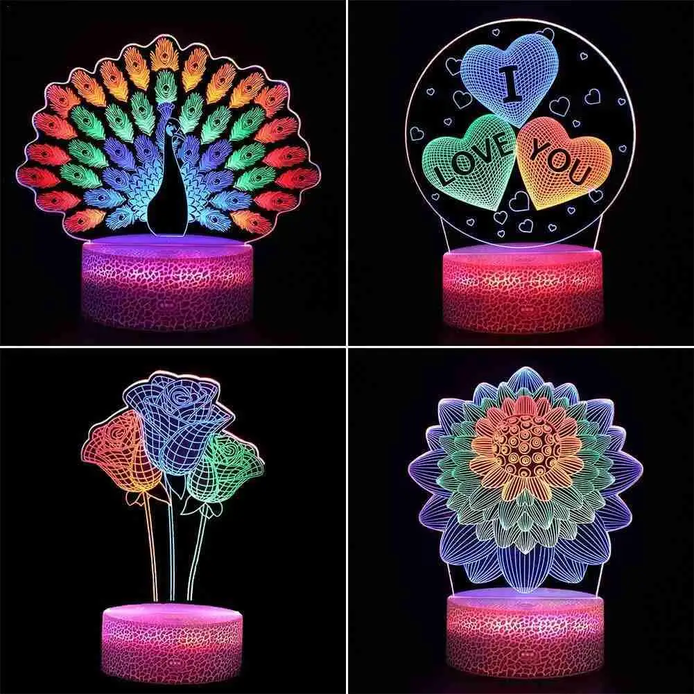 

3D Illusion Night Light for Kid Colorful Spiderman I Love You Visual Lamp Romantic Light Wedding Decor Gift