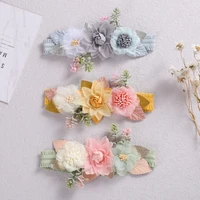 9pclot 2021 new baby pearl lace artificial flower headband newborn photography prop hair accessories girls headwear