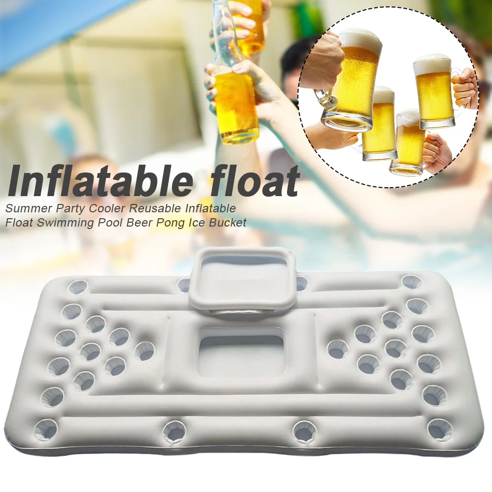 

Swimming Pool Beer Pong Summer Party Portable 28 Cup Holder Entertainment Lounge Fun Games Inflatable Float Cooler Reusable Raft