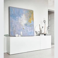 small fresh minimalist modern abstract simple european bedroom living room entrance hallway painted oil painting large murals ve