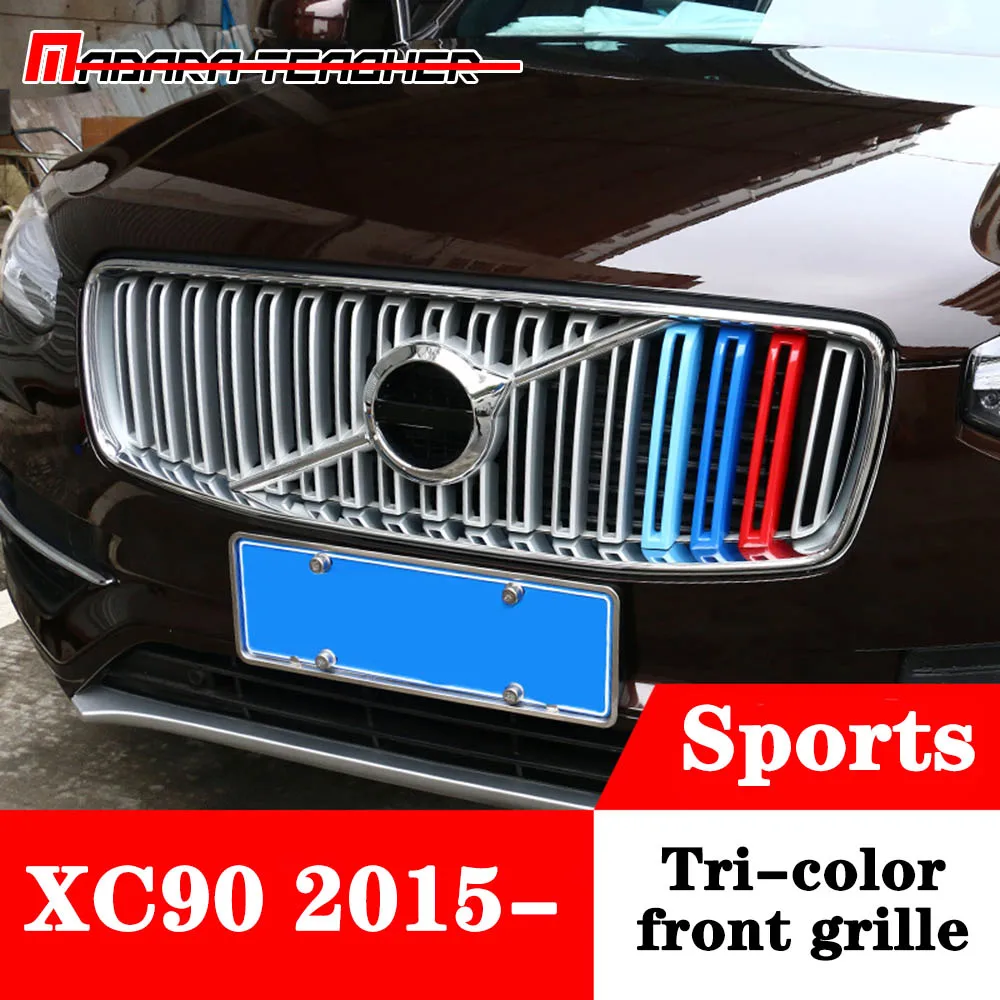 XC90 Sports Авто ABS передняя капот центральный гриль 3 цвета Швеция крышка отделка Декоративная Автомобильная Стайлинг Полосы Клип Передняя решетка три цвета для VOLVO - Цвет: XC90 Sports
