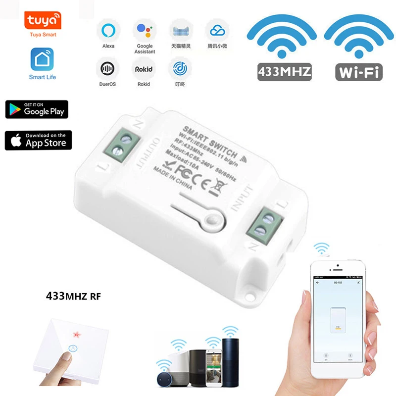 

Tuya Wifi Switch DIY Wireless Remote Domotica Light Smart Home Automation Relay Module Controller Work with Alexa Google Home