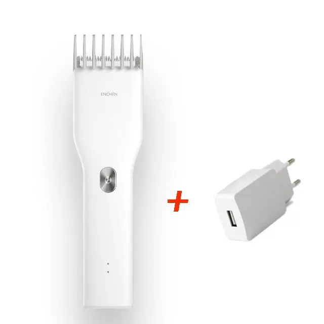 Xiaomi Enchen Boost USB электрическая машинка для стрижки волос керамическая режущая головка две скорости Быстрая зарядка триммер для волос для детей - Цвет: White Add EU plug