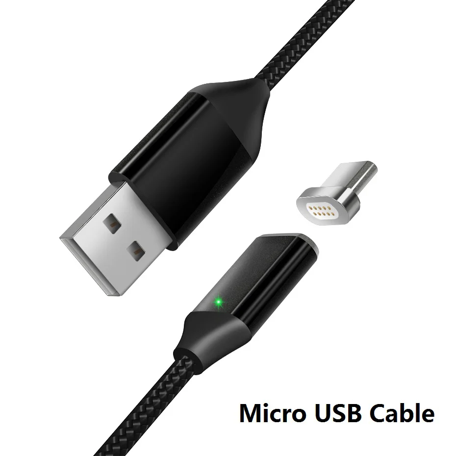 Магнитный кабель Micro USB для samsung, магнитный кабель для зарядки и передачи данных, кабель Micro USB для Android, кабели для зарядки мобильных телефонов - Цвет: Black