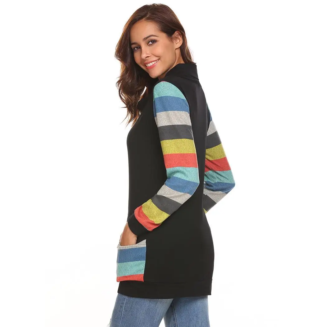 Женская футболка Zeagoo Повседневная с длинным рукавом и воротником черепашкой на