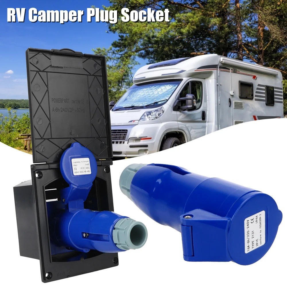 

Motorhome Main Inlet Socket 220V-240V 16A Plug Socket With Cover External Flush Hook Up for RV Camper Marine