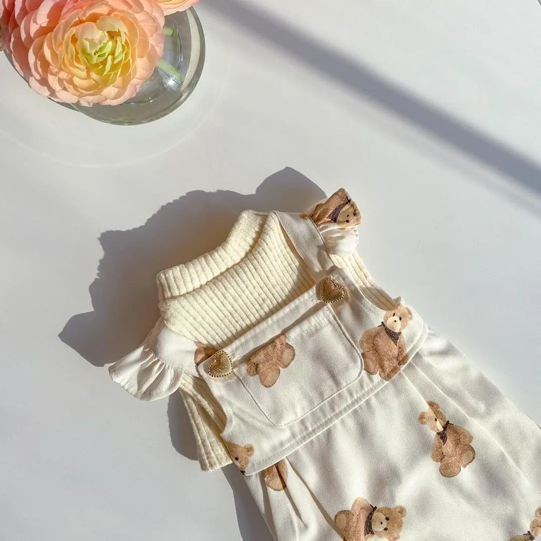 

INS style Korean spring cute bear suspender skirt Bichon Teddy dog skirt pet dog clothes small dog dress