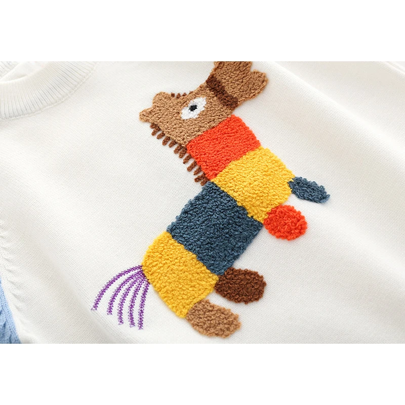 Welaken/Детский свитер с длинными рукавами и круглым вырезом цветная хлопковая