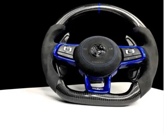 Белый Настоящее углеродное волокно руль для FIT VW Golf 7 GTI Golf R MK7 Замена(немецкий флаг линии - Цвет: Белый