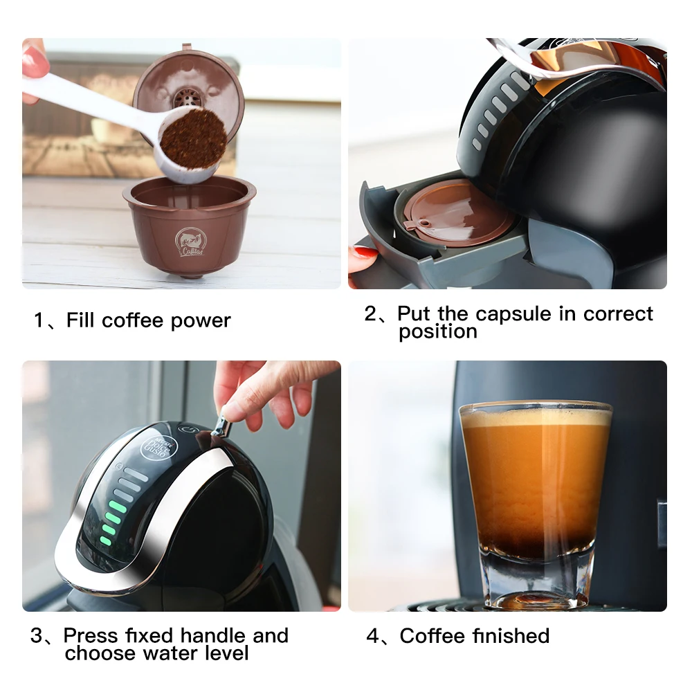 Для кофейных капсул Dolce Gusto Crema, обновленная 3-я многоразовая чашка с фильтром для кофе, чашка с капельницей для чая, корзины из нержавеющей стали, Темпер для кофе (art.: 7ad7f68ca) - 7ad7f68ca