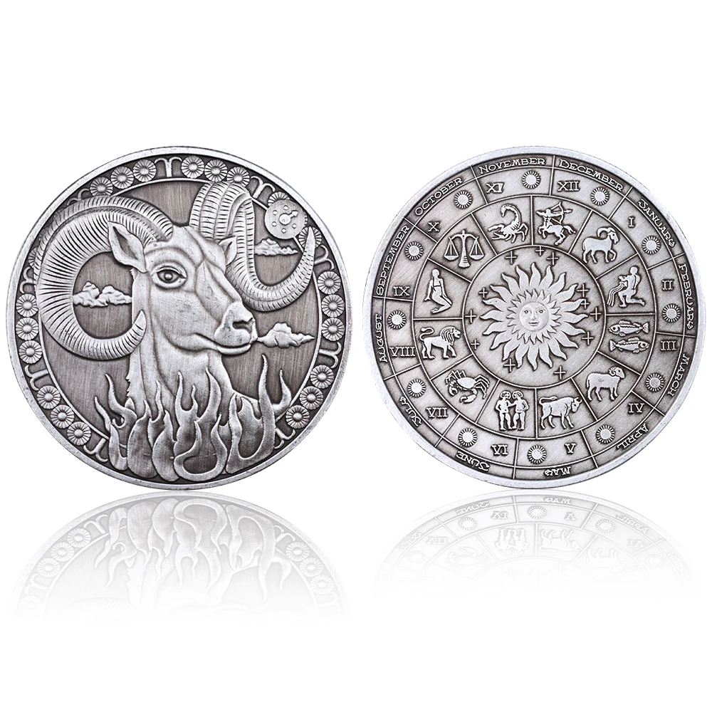 Фестиваль сувенир подарки Овен милые животные металлическая монета 12 Созвездие