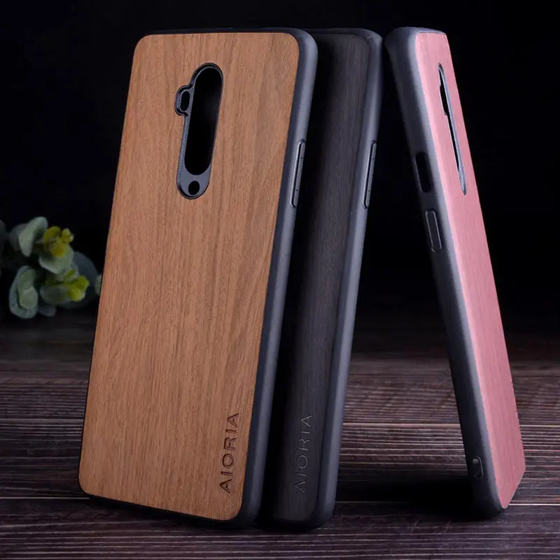 Деревянистых чехол для Oneplus 7T pro TPU + PC дерево из искусственной кожи Чехлы coque fundas