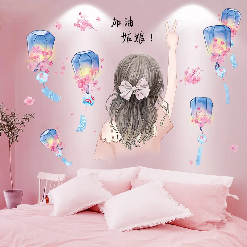

Kong Ming Lantern Wall Stickers DIY Cartoon Girl Mural Decor Decals for Living Room Bedroom Children Nursery Home Decoration