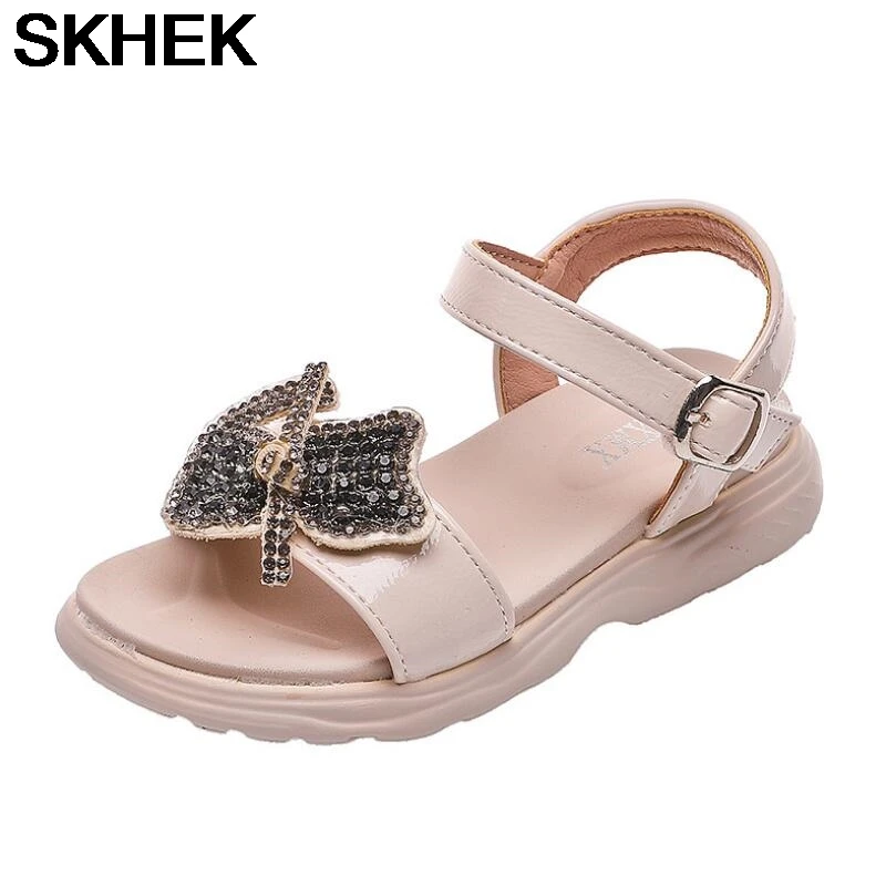 

SKHEK Summer Kids Shoes Corks 2020 Fashion Leathers Sweet Children Sandals For Girls Toddler Baby Breathable Bow Shoes Glitter